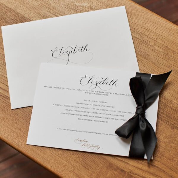 London Calligraphy Gift Voucher With Ribbon
